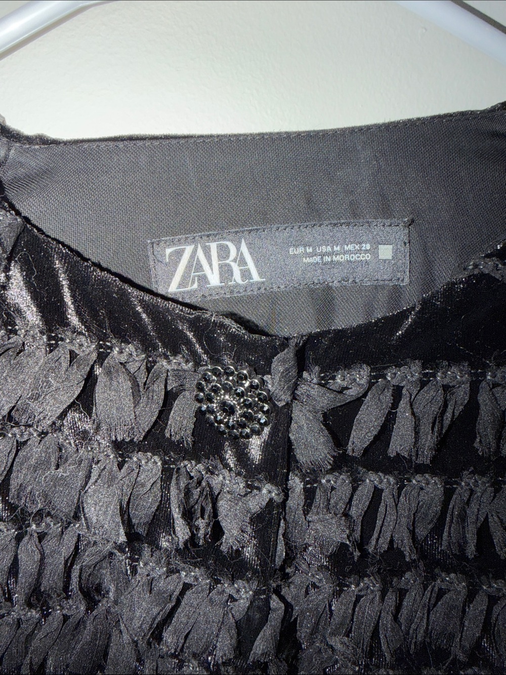 Zara Black Ruffled Textured Cropped Jacket - Picture 2 of 3